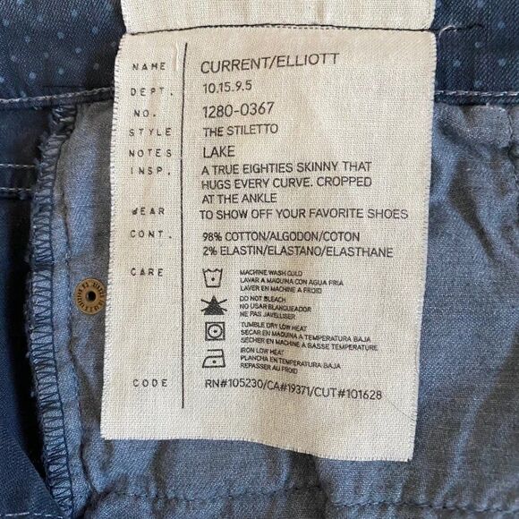 Current/Elliott The Stiletto in Lake Blue Denim Jeans SZ 28 - Picture 10 of 12